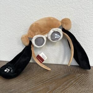 Peanuts Snoopy Red Baron Plush Headband Ears Hat Flying Ace Paw Print Logo